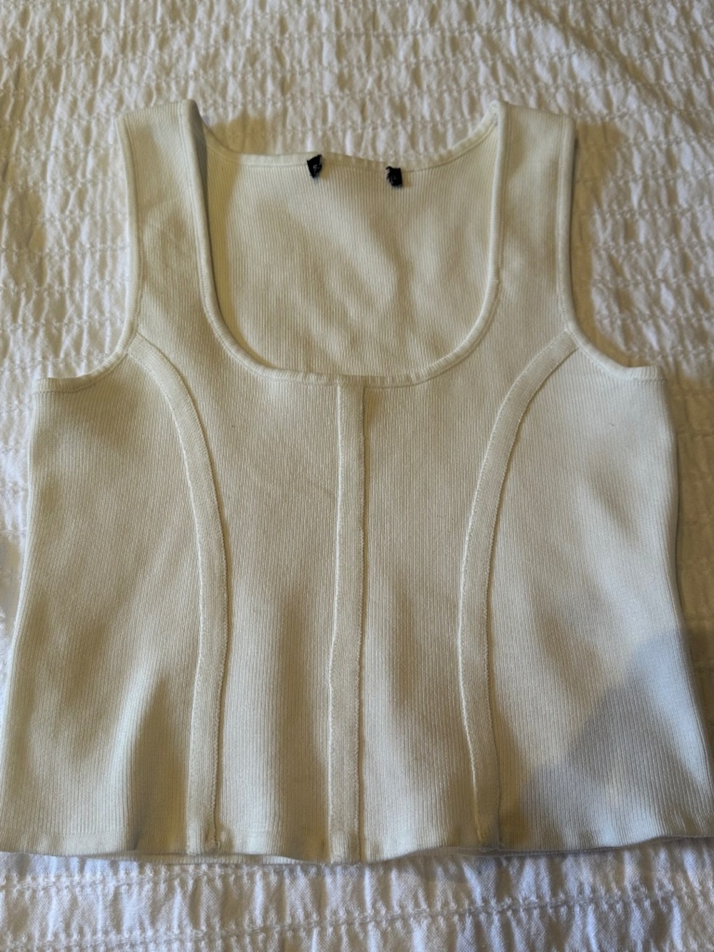 Hollister White Ribbed Corset-Style Tank Top